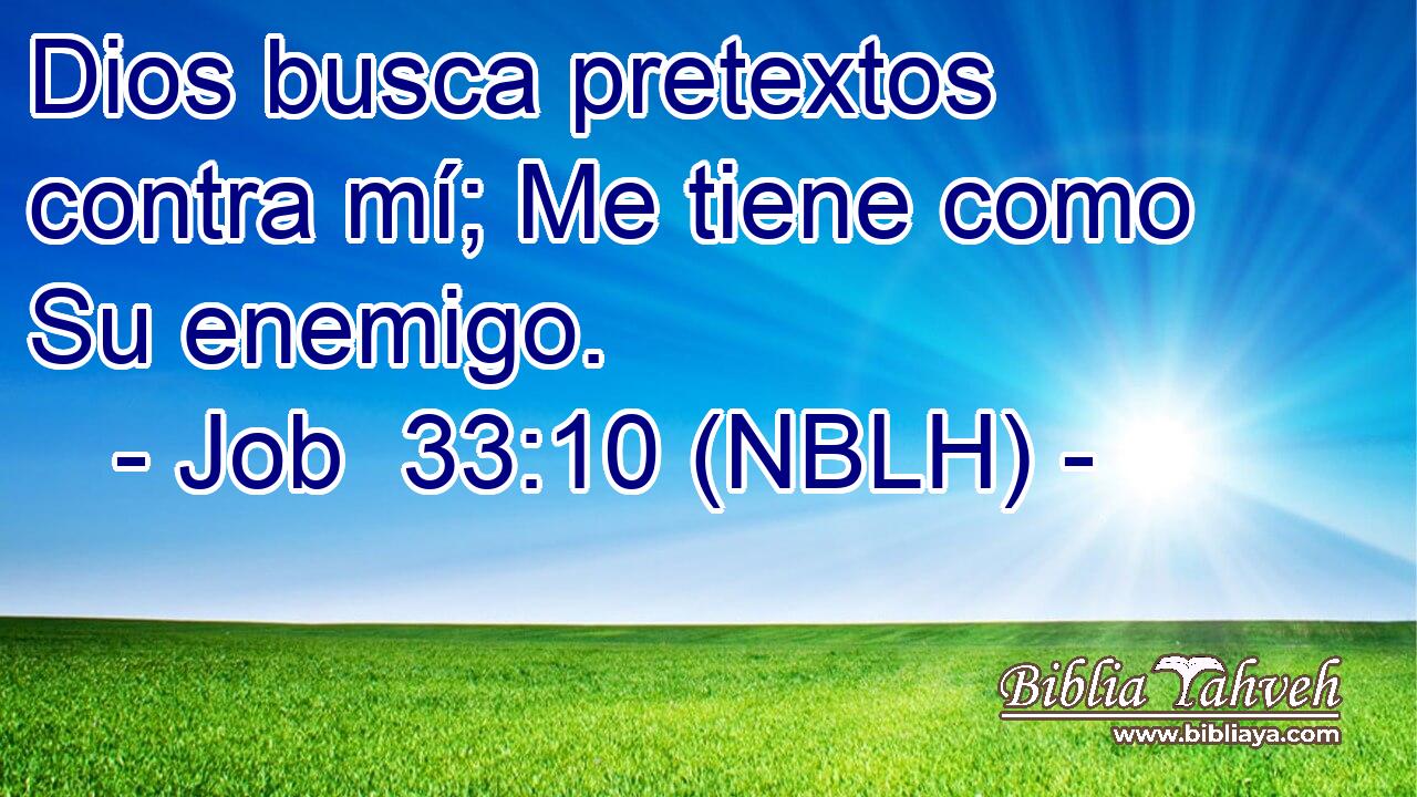  Dios busca pretextos contra mí; Me tiene como Su enemigo. 