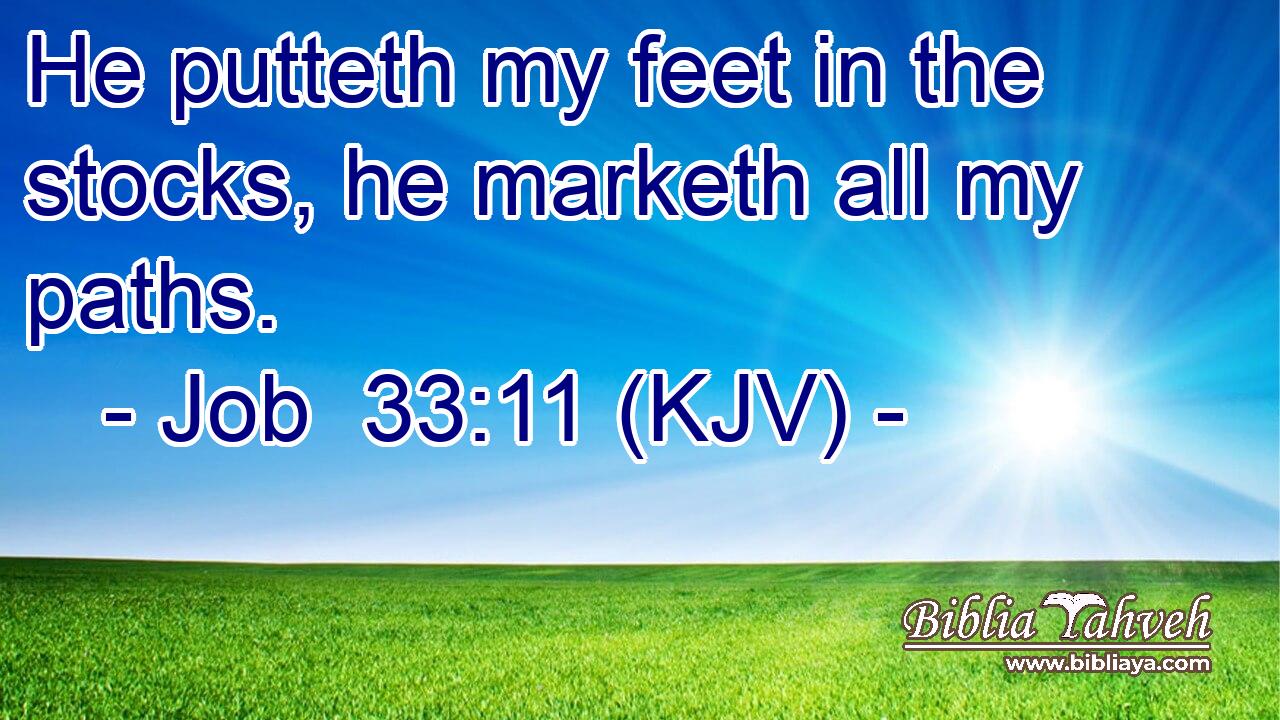 He putteth my feet in the stocks, he marketh all my paths.