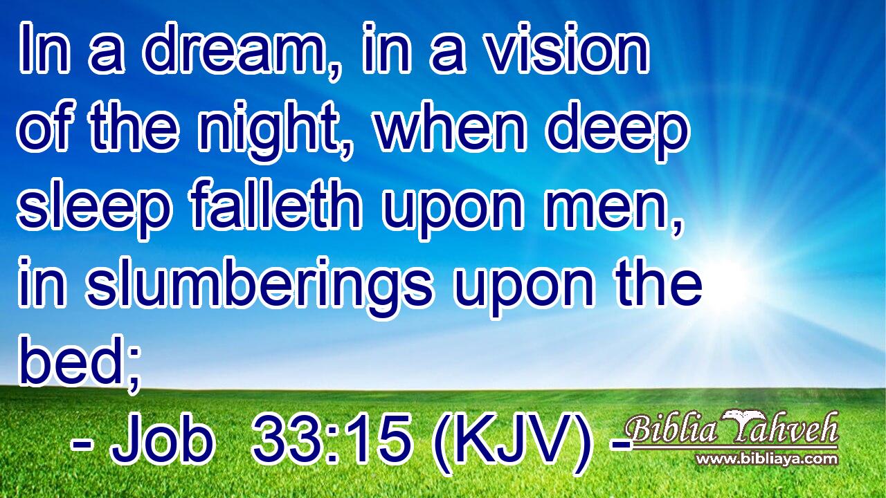 In a dream, in a vision of the night, when deep sleep falleth upon men, in slumberings upon the bed;