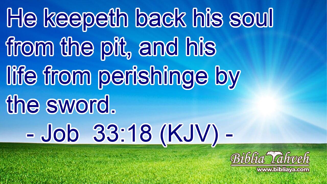 He keepeth back his soul from the pit, and his life from perishinge by the sword.