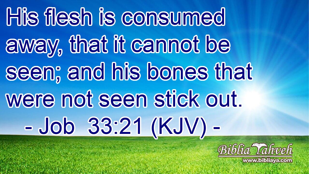 His flesh is consumed away, that it cannot be seen; and his bones that were not seen stick out.