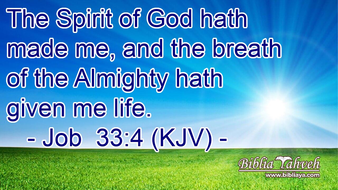 The Spirit of God hath made me, and the breath of the Almighty hath given me life.