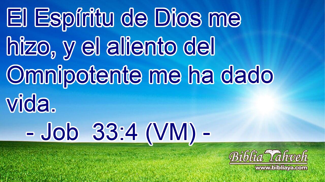  El Espíritu de Dios me hizo, y el aliento del Omnipotente me ha dado vida. 