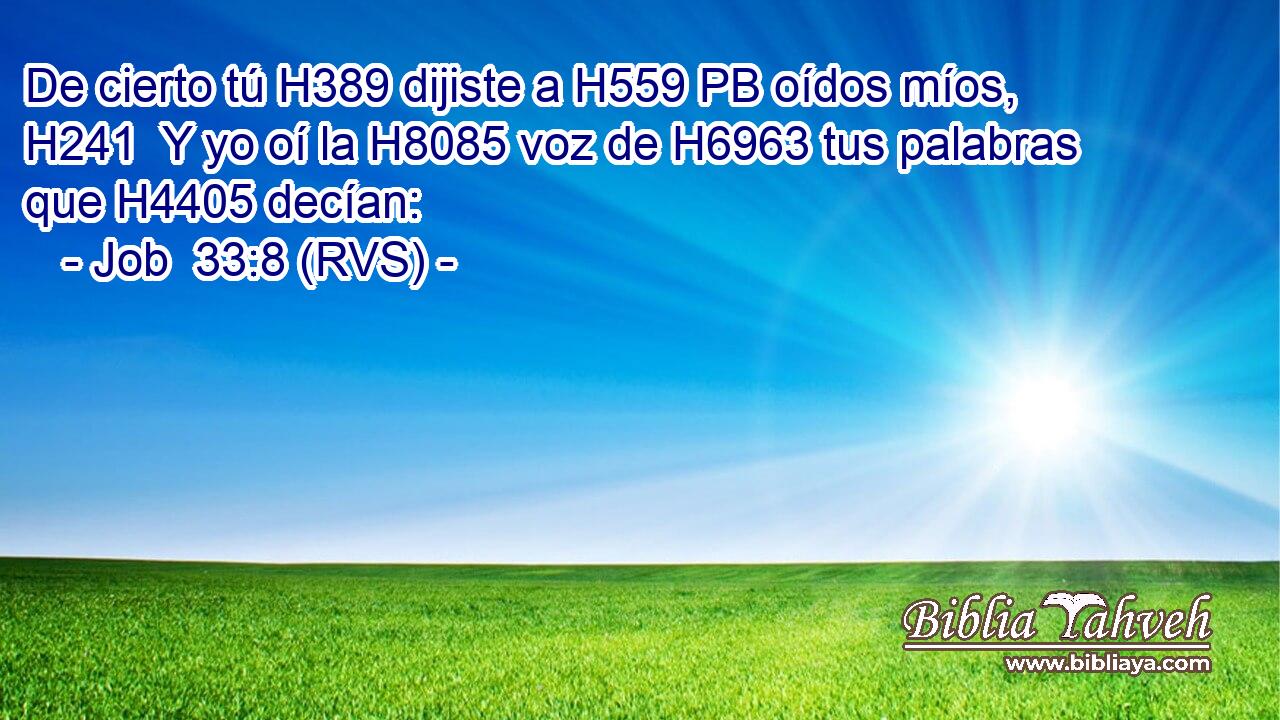 De cierto tú H389 dijiste a H559 PB oídos míos, H241  Y yo oí la H8085 voz de H6963 tus palabras que H4405 decían: 