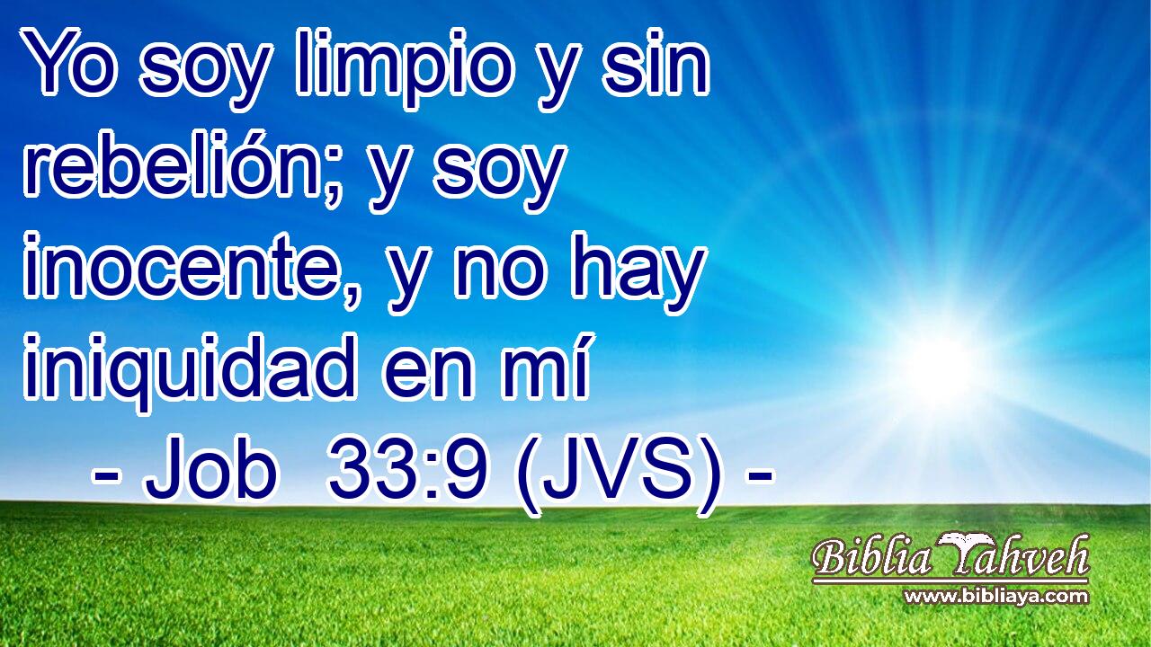 Yo soy limpio y sin rebelión; y soy inocente, y no hay iniquidad en mí