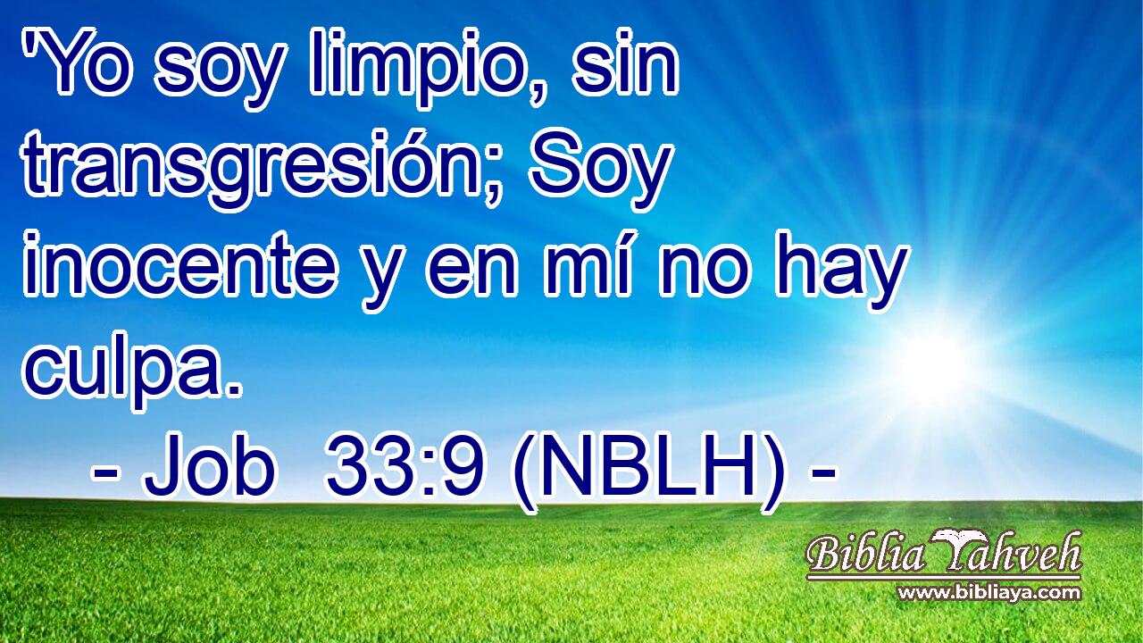  'Yo soy limpio, sin transgresión; Soy inocente y en mí no hay culpa. 