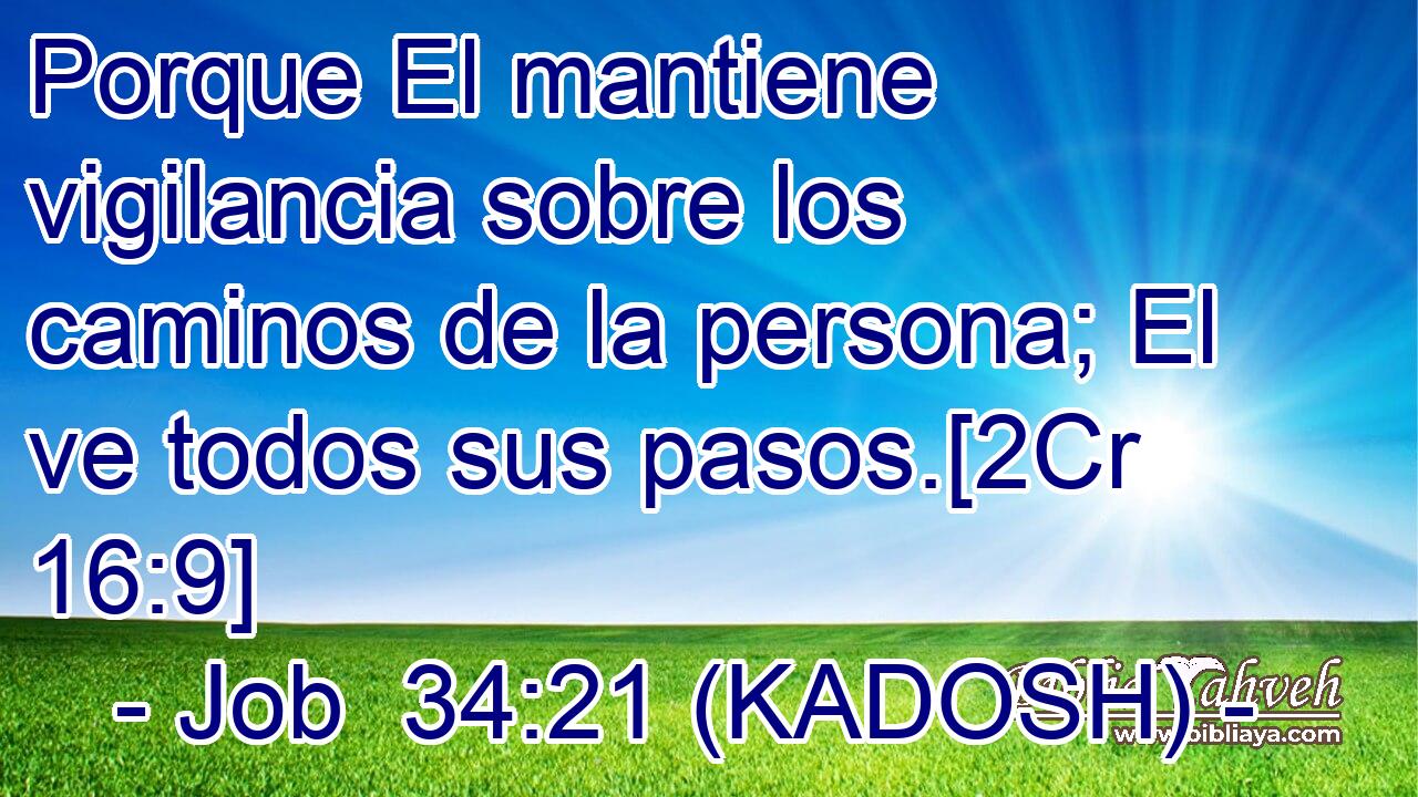  Porque El mantiene vigilancia sobre los caminos de la persona; El ve todos sus pasos.[2Cr 16:9] 