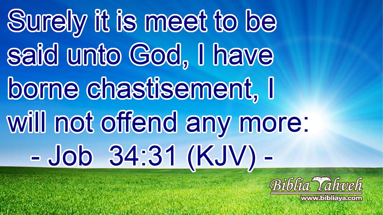 Surely it is meet to be said unto God, I have borne chastisement, I will not offend any more: