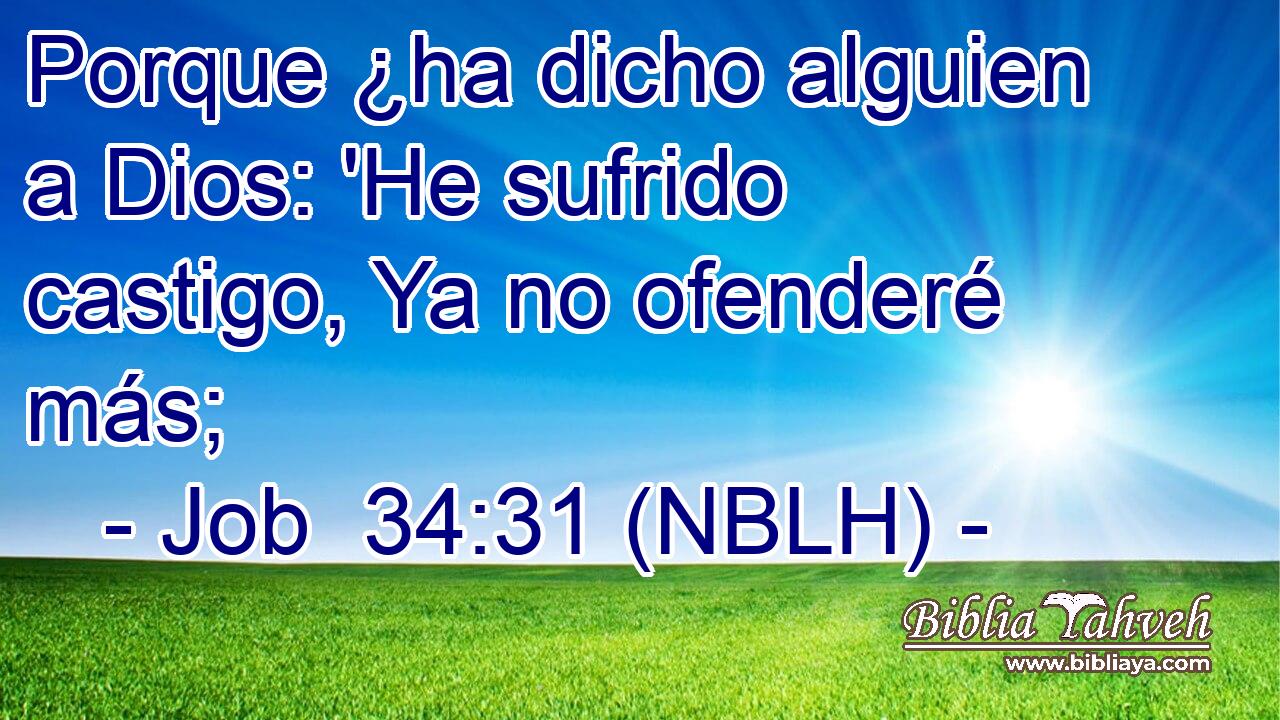  Porque ¿ha dicho alguien a Dios: 'He sufrido castigo, Ya no ofenderé más; 