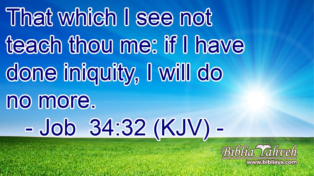 That which I see not teach thou me: if I have done iniquity, I will do no more.