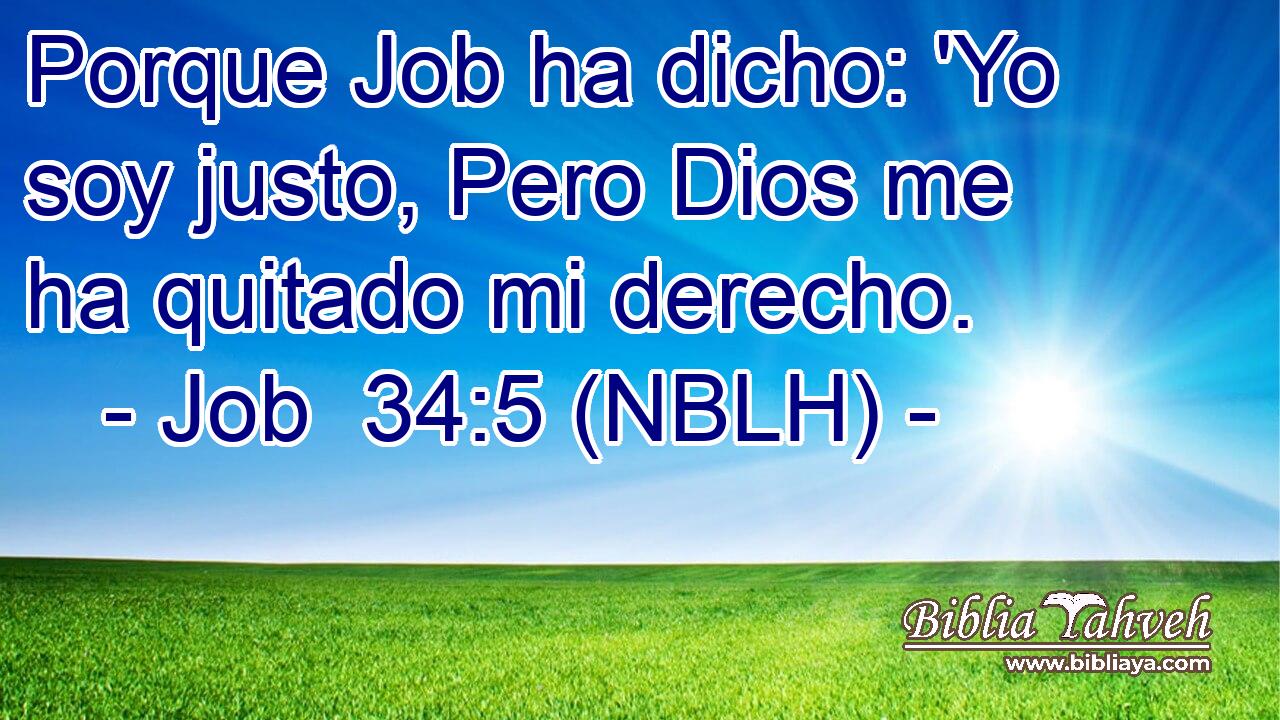  Porque Job ha dicho: 'Yo soy justo, Pero Dios me ha quitado mi derecho. 