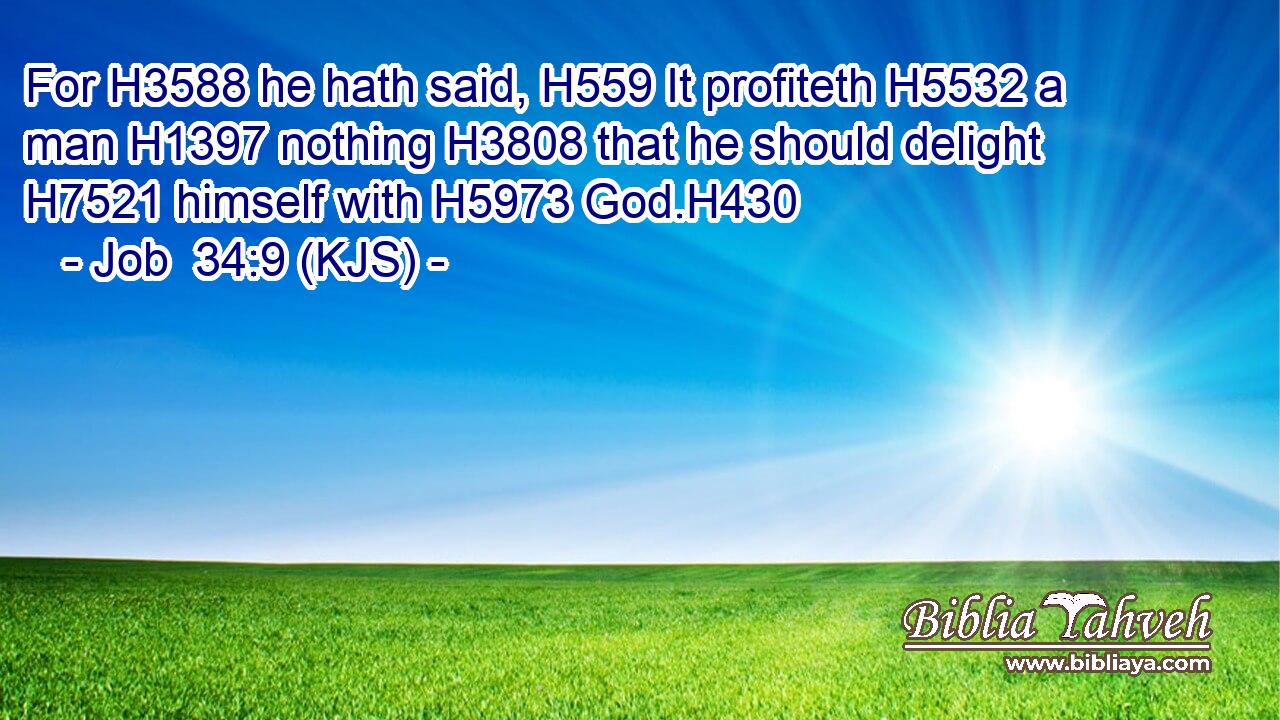 For H3588 he hath said, H559 It profiteth H5532 a man H1397 nothing H3808 that he should delight H7521 himself with H5973 God.H430