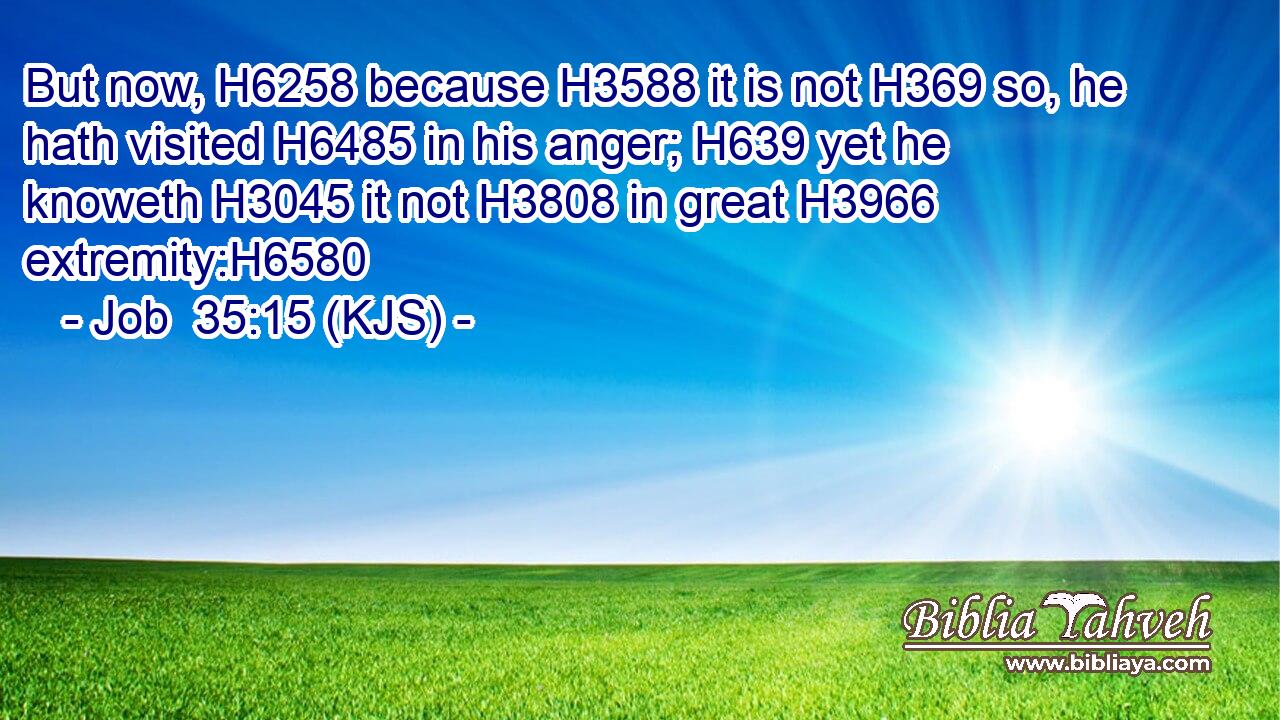 But now, H6258 because H3588 it is not H369 so, he hath visited H6485 in his anger; H639 yet he knoweth H3045 it not H3808 in great H3966 extremity:H6580
