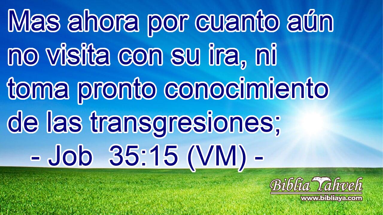  Mas ahora por cuanto aún no visita con su ira, ni toma pronto conocimiento de las transgresiones; 
