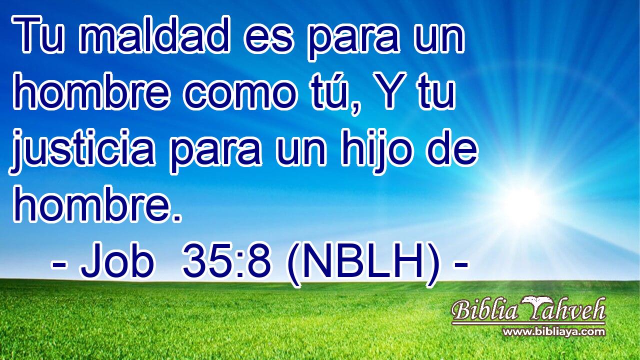  Tu maldad es para un hombre como tú, Y tu justicia para un hijo de hombre. 
