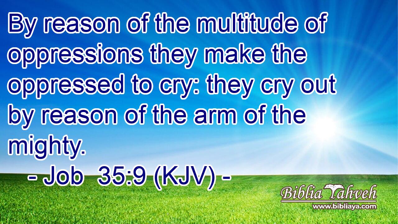 By reason of the multitude of oppressions they make the oppressed to cry: they cry out by reason of the arm of the mighty.