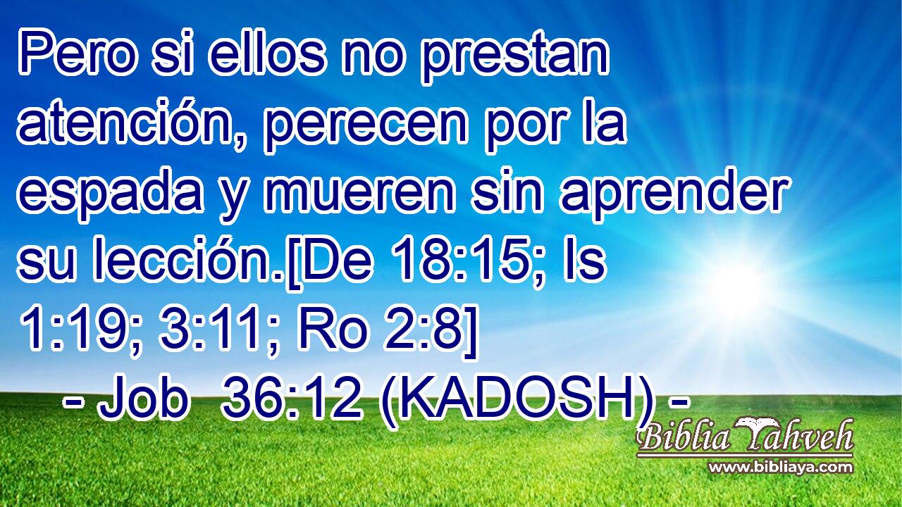  Pero si ellos no prestan atención, perecen por la espada y mueren sin aprender su lección.[De 18:15; Is 1:19; 3:11; Ro 2:8] 