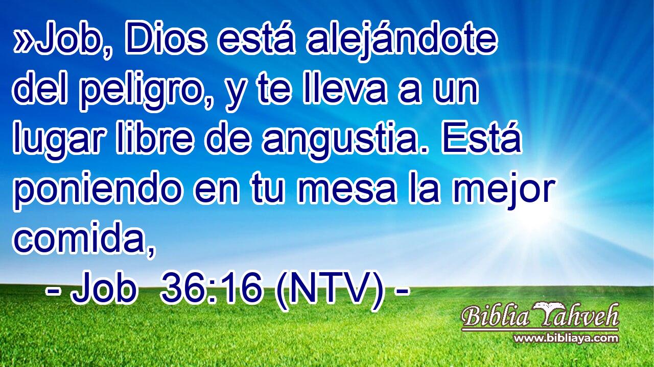 »Job, Dios está alejándote del peligro, y te lleva a un lugar libre de angustia. Está poniendo en tu mesa la mejor comida,