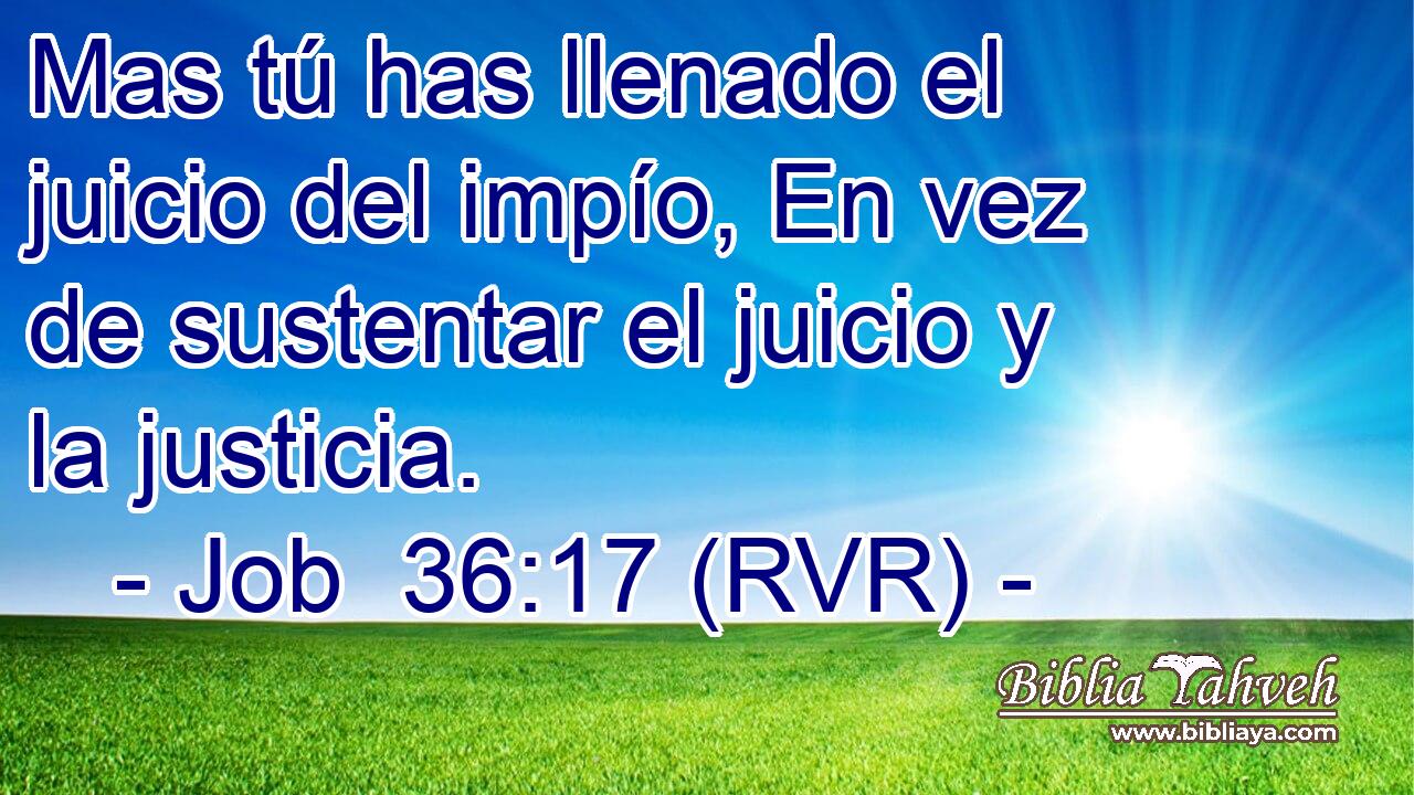 Mas tú has llenado el juicio del impío, En vez de sustentar el juicio y la justicia.