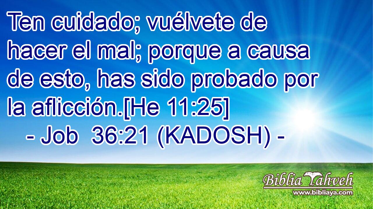  Ten cuidado; vuélvete de hacer el mal; porque a causa de esto, has sido probado por la aflicción.[He 11:25] 