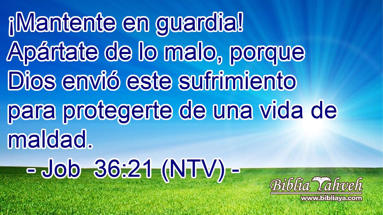 ¡Mantente en guardia! Apártate de lo malo, porque Dios envió este sufrimiento para protegerte de una vida de maldad.