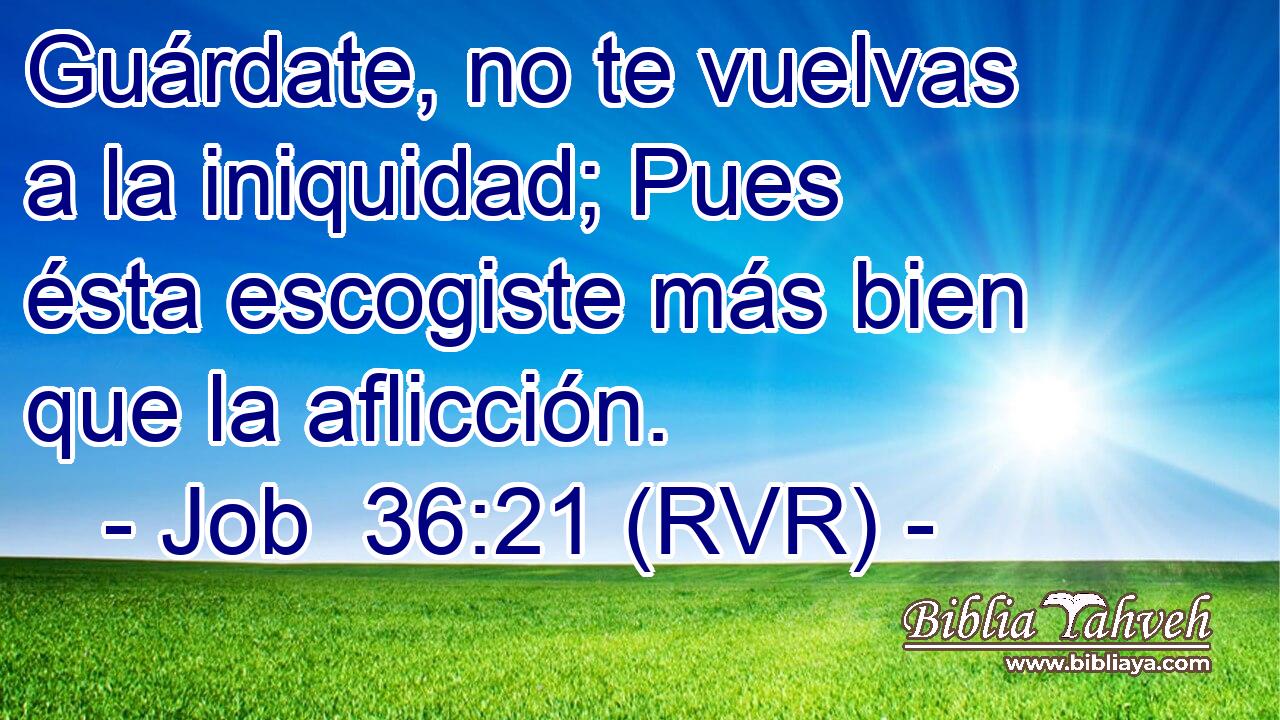Guárdate, no te vuelvas a la iniquidad; Pues ésta escogiste más bien que la aflicción.