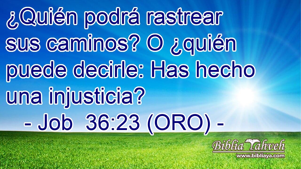  ¿Quién podrá rastrear sus caminos? O ¿quién puede decirle: Has hecho una injusticia? 