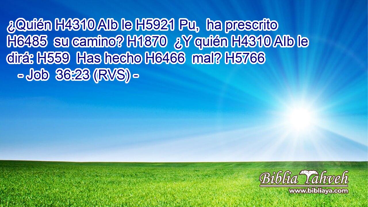 ¿Quién H4310 AIb le H5921 Pu,  ha prescrito H6485  su camino? H1870  ¿Y quién H4310 AIb le dirá: H559  Has hecho H6466  mal? H5766  
