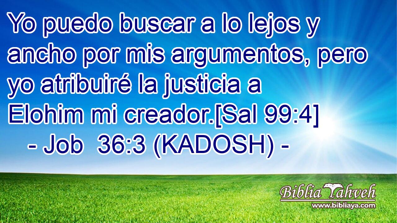  Yo puedo buscar a lo lejos y ancho por mis argumentos, pero yo atribuiré la justicia a Elohim mi creador.[Sal 99:4] 