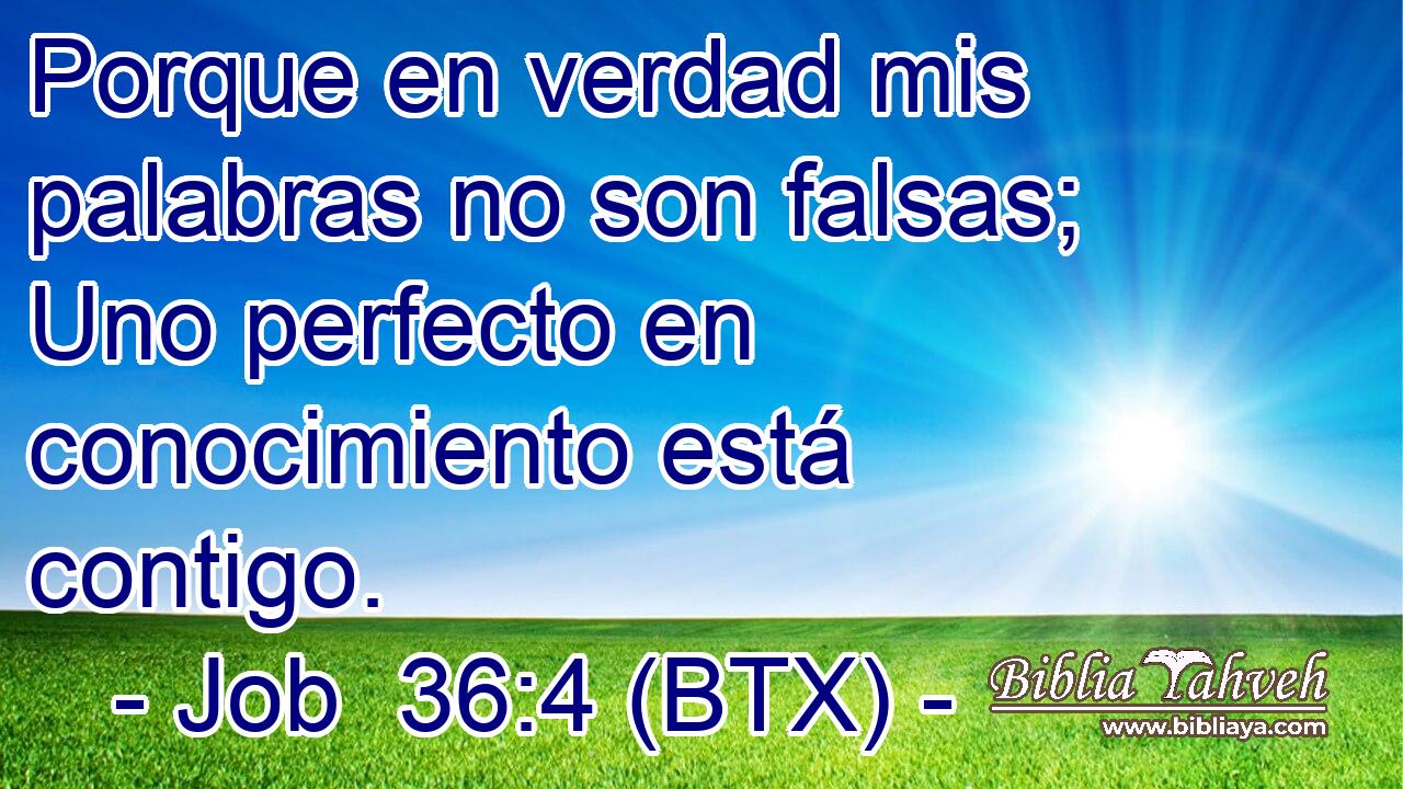 Porque en verdad mis palabras no son falsas; Uno perfecto en conocimiento está contigo.