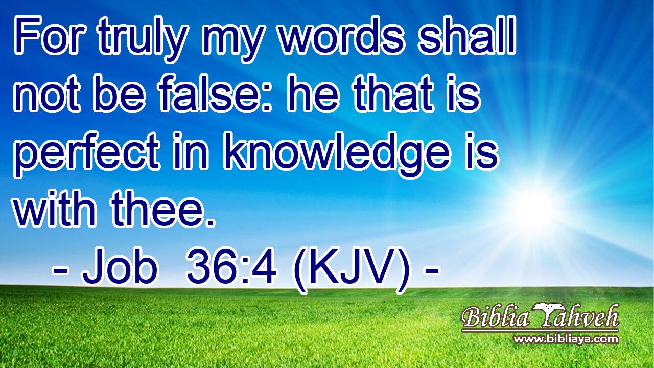 For truly my words shall not be false: he that is perfect in knowledge is with thee.