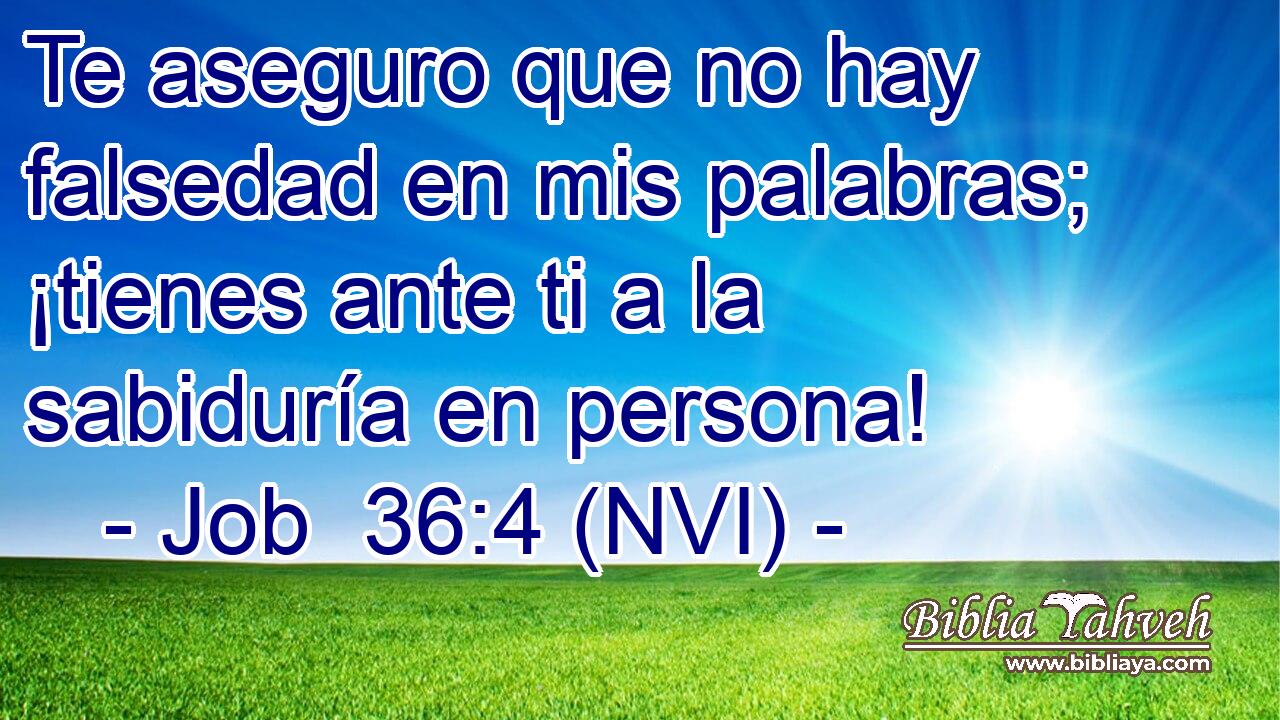  Te aseguro que no hay falsedad en mis palabras; ¡tienes ante ti a la sabiduría en persona! 