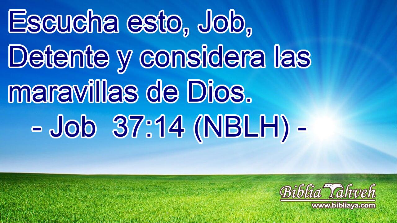 Escucha esto, Job, Detente y considera las maravillas de Dios. 