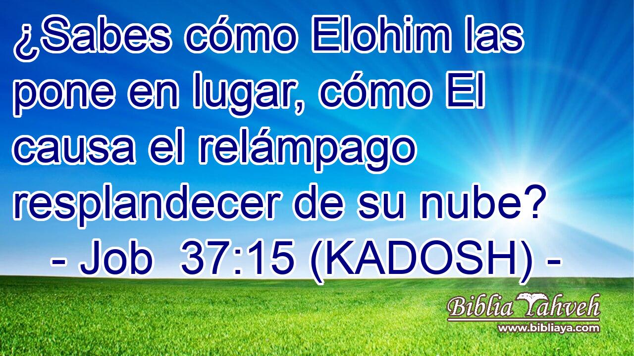  ¿Sabes cómo Elohim las pone en lugar, cómo El causa el relámpago resplandecer de su nube? 