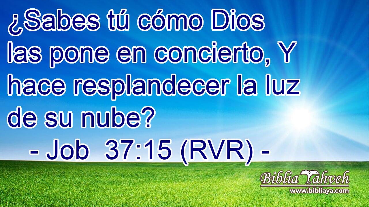 ¿Sabes tú cómo Dios las pone en concierto, Y hace resplandecer la luz de su nube?