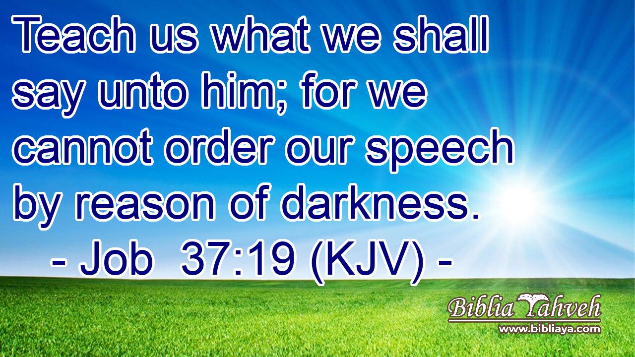 Teach us what we shall say unto him; for we cannot order our speech by reason of darkness.
