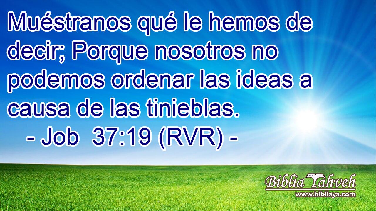 Muéstranos qué le hemos de decir; Porque nosotros no podemos ordenar las ideas a causa de las tinieblas.
