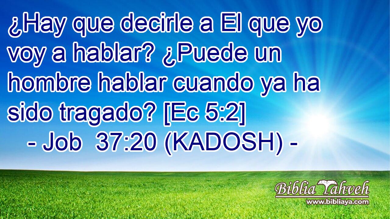  ¿Hay que decirle a El que yo voy a hablar? ¿Puede un hombre hablar cuando ya ha sido tragado? [Ec 5:2] 