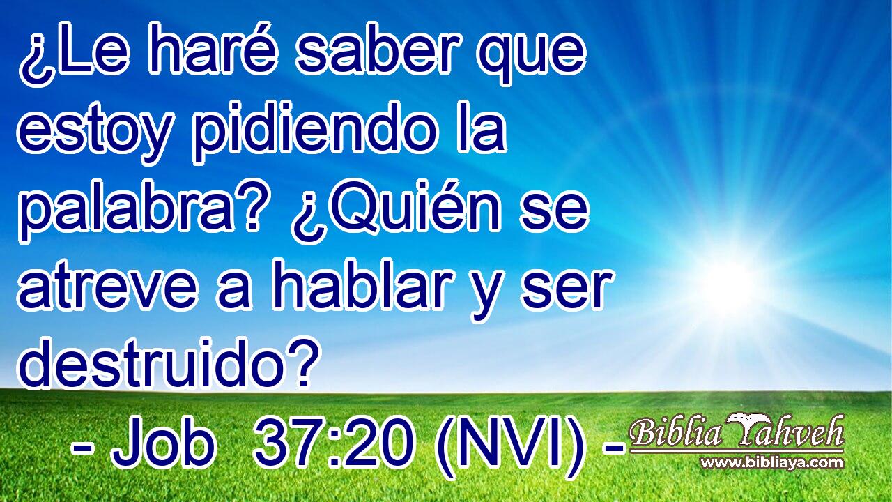  ¿Le haré saber que estoy pidiendo la palabra? ¿Quién se atreve a hablar y ser destruido? 