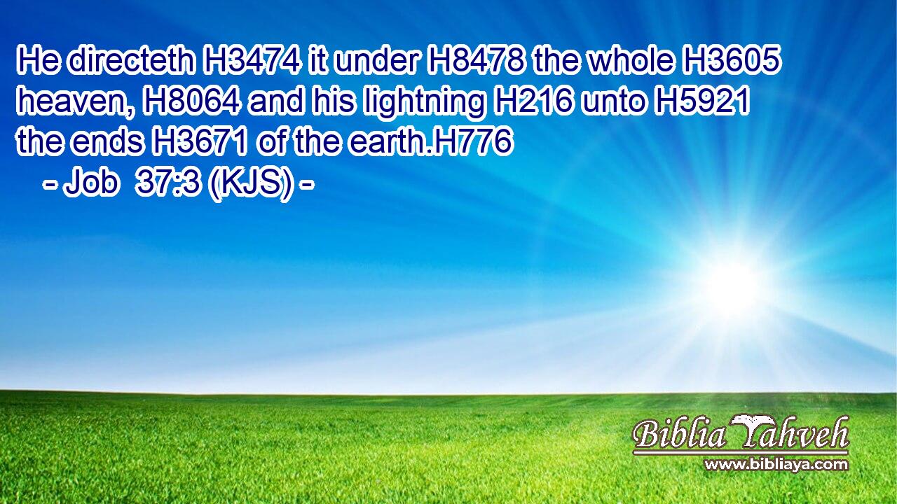 He directeth H3474 it under H8478 the whole H3605 heaven, H8064 and his lightning H216 unto H5921 the ends H3671 of the earth.H776