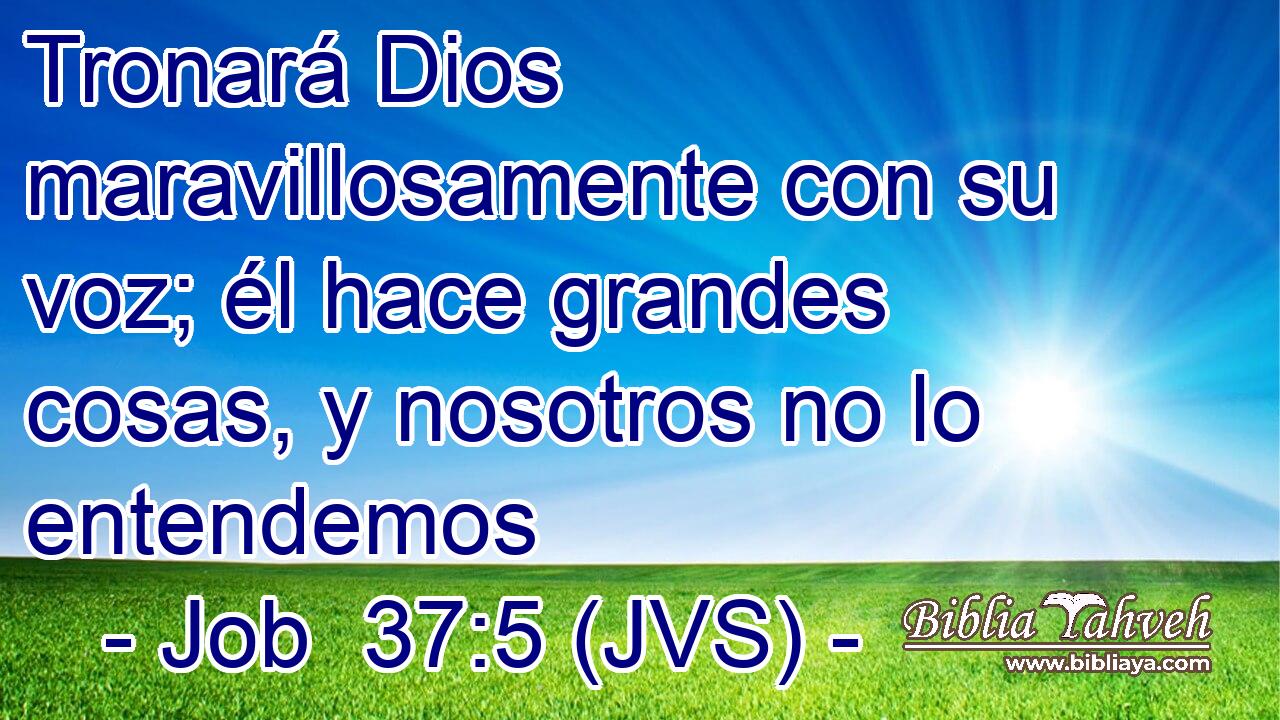 Tronará Dios maravillosamente con su voz; él hace grandes cosas, y nosotros no lo entendemos