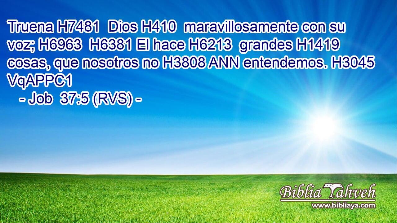 Truena H7481  Dios H410  maravillosamente con su voz; H6963  H6381 El hace H6213  grandes H1419  cosas, que nosotros no H3808 ANN entendemos. H3045 VqAPPC1 