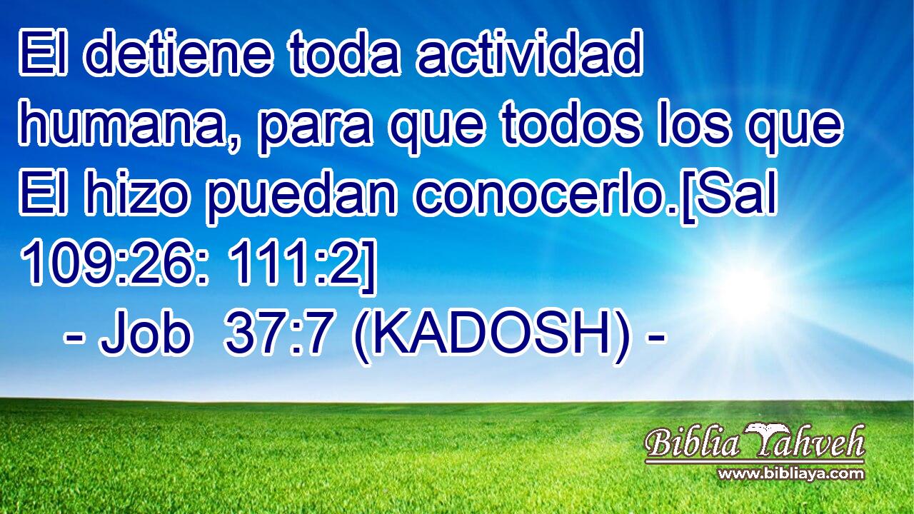  El detiene toda actividad humana, para que todos los que El hizo puedan conocerlo.[Sal 109:26: 111:2] 
