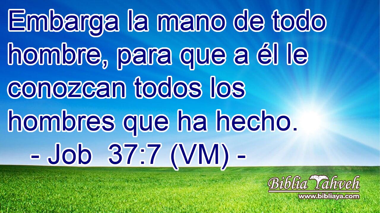  Embarga la mano de todo hombre, para que a él le conozcan todos los hombres que ha hecho. 