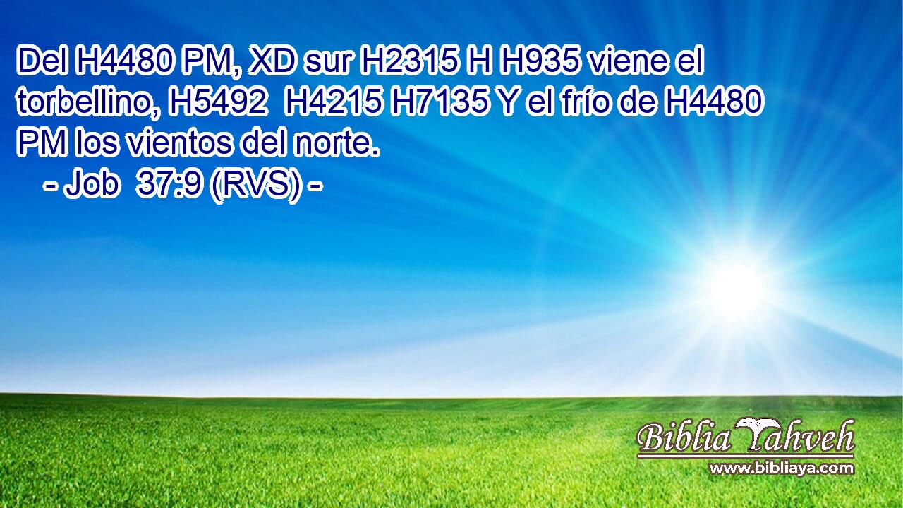 Del H4480 PM, XD sur H2315 H H935 viene el torbellino, H5492  H4215 H7135 Y el frío de H4480 PM los vientos del norte. 