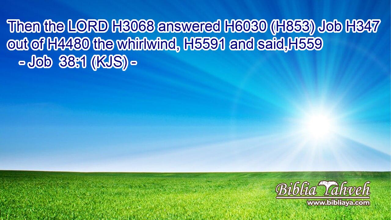 Then the LORD H3068 answered H6030 (H853) Job H347 out of H4480 the whirlwind, H5591 and said,H559
