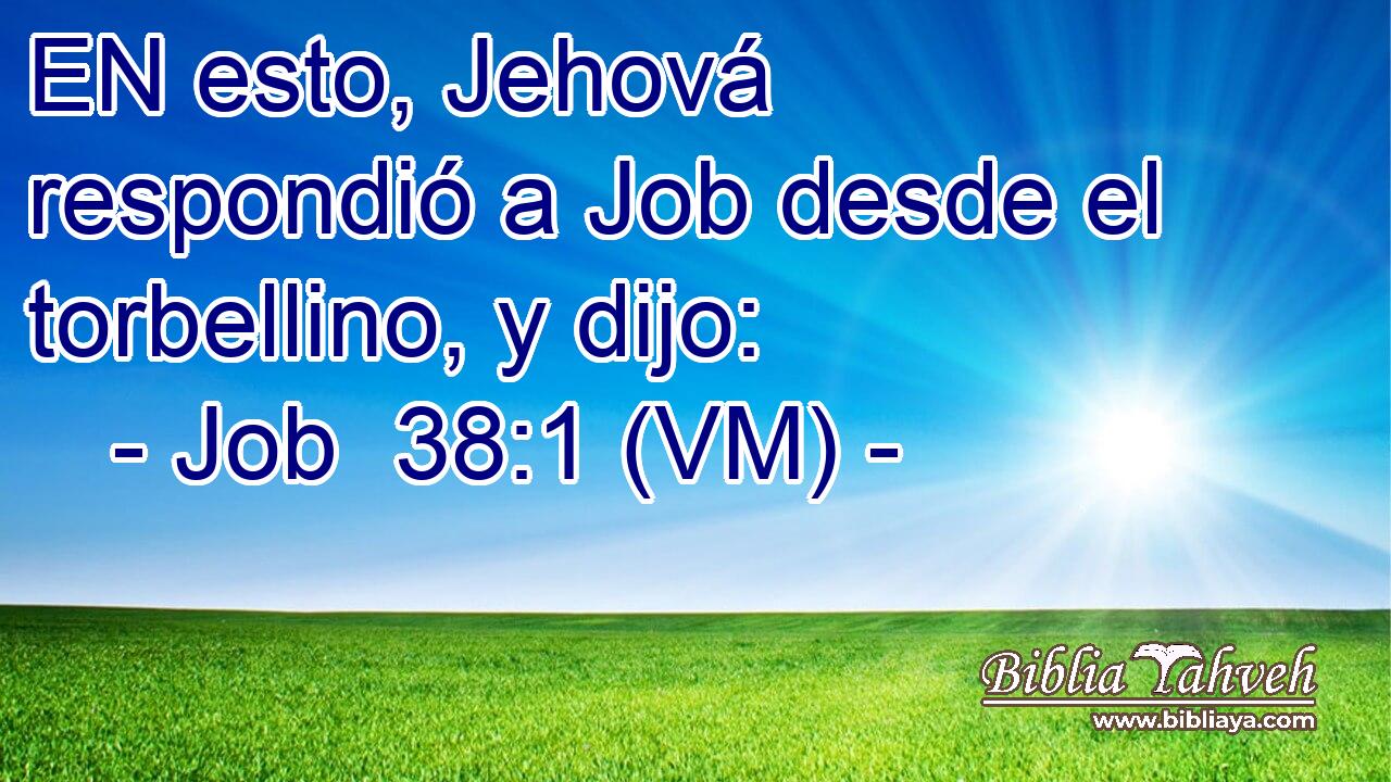  EN esto, Jehová respondió a Job desde el torbellino, y dijo: 