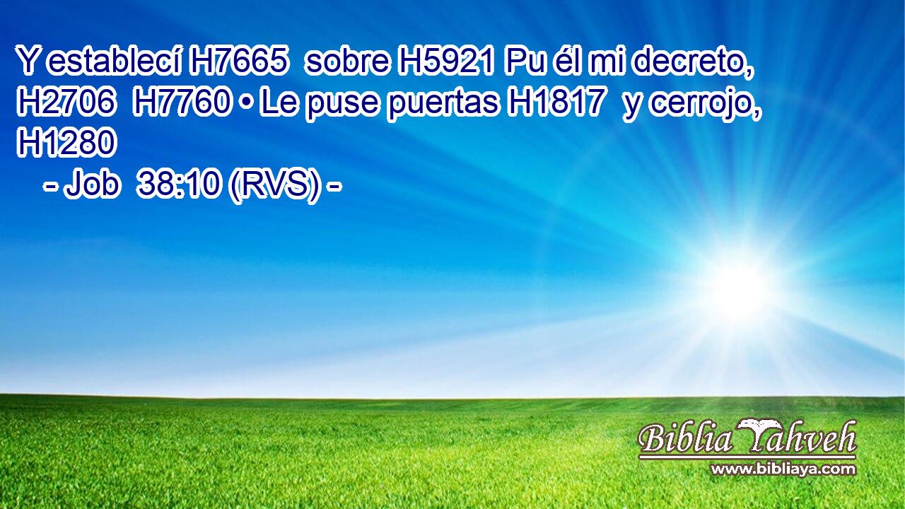 Y establecí H7665  sobre H5921 Pu él mi decreto, H2706  H7760 • Le puse puertas H1817  y cerrojo, H1280  