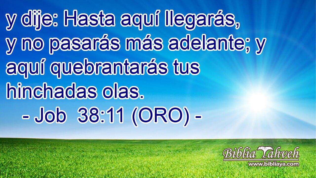  y dije: Hasta aquí llegarás, y no pasarás más adelante; y aquí quebrantarás tus hinchadas olas. 
