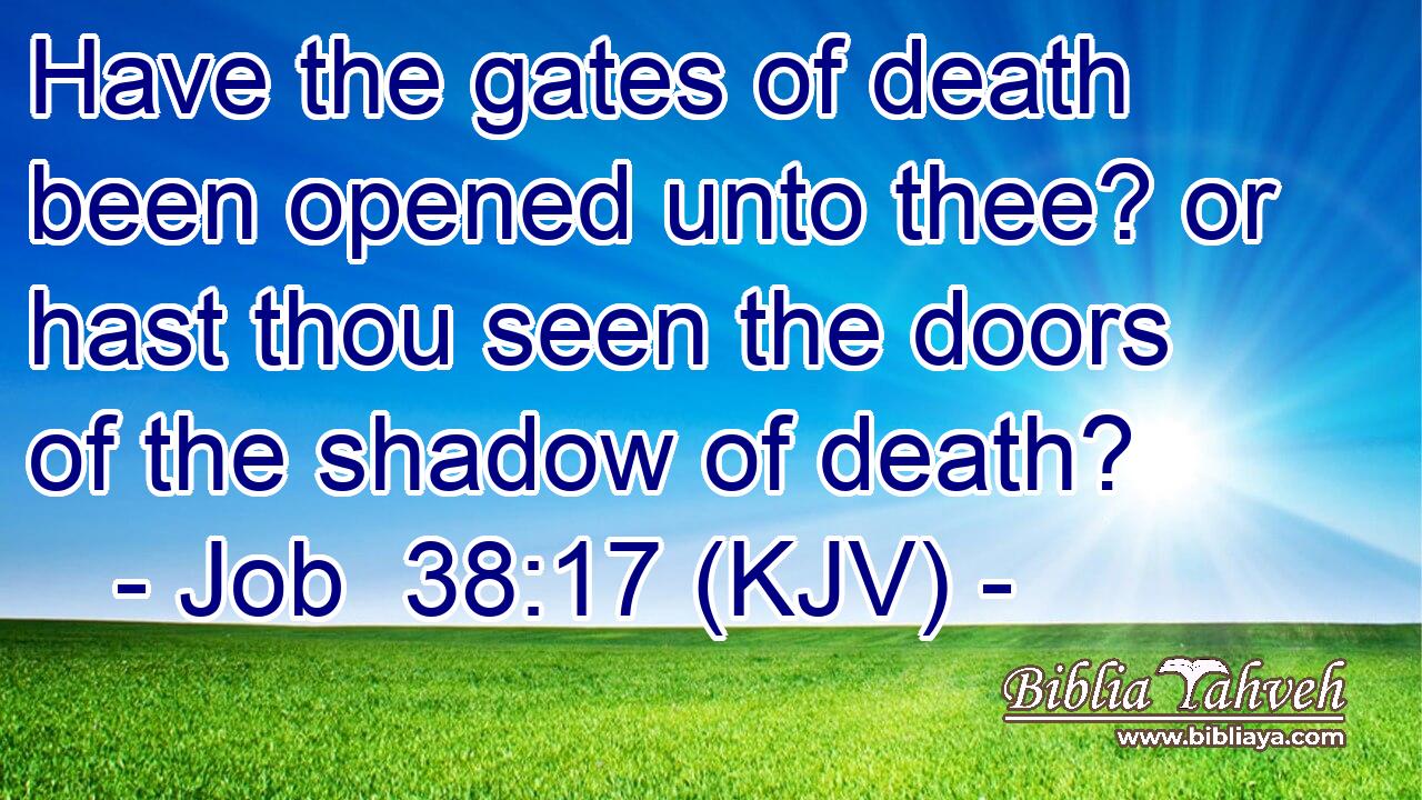 Have the gates of death been opened unto thee? or hast thou seen the doors of the shadow of death?